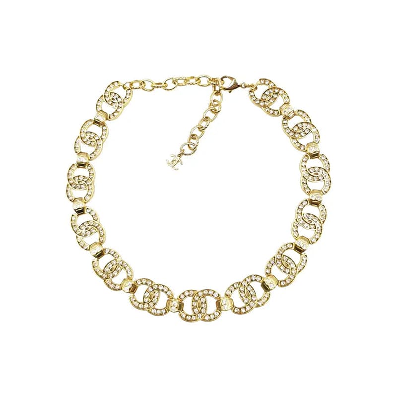 18K Rhinestone 2021 Chanel Interlocking Choker Necklace