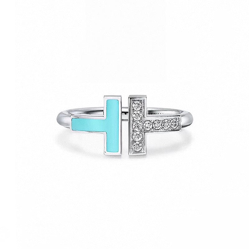 18K Tiffany & Co. Diamond & Turquoise Wire Ring