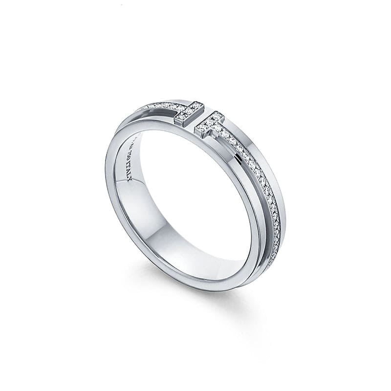 18K White Gold Tiffany & Co. Narrow Diamond Ring