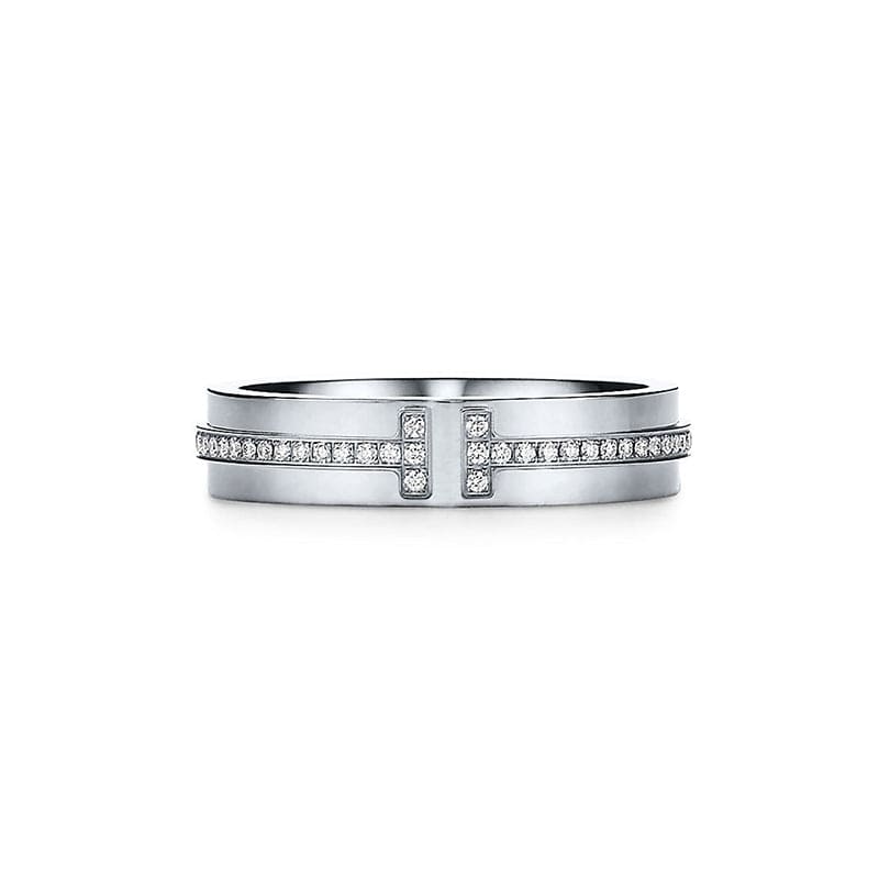 18K White Gold Tiffany & Co. Narrow Diamond Ring