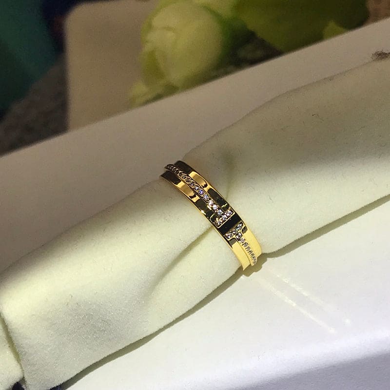 18K Yellow Gold Tiffany & Co. Narrow Diamond Ring