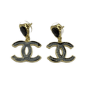 18K Chanel Classic Black Dangle Earrings