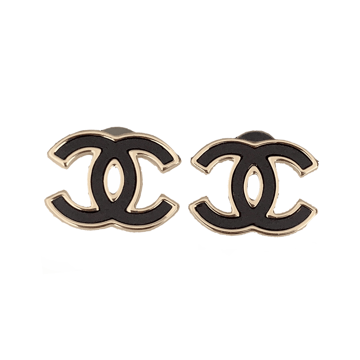 18K Chanel Black Earrings