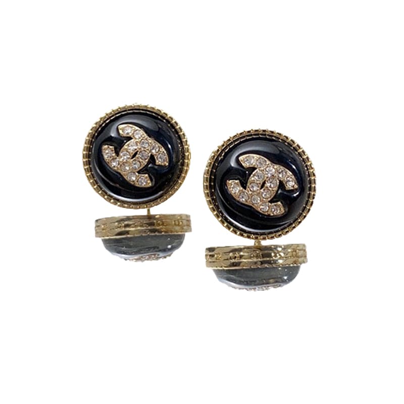 18K Chanel Pearl Crystal Stud Earrings