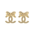 18K Chanel Strass Bow Stud Earrings