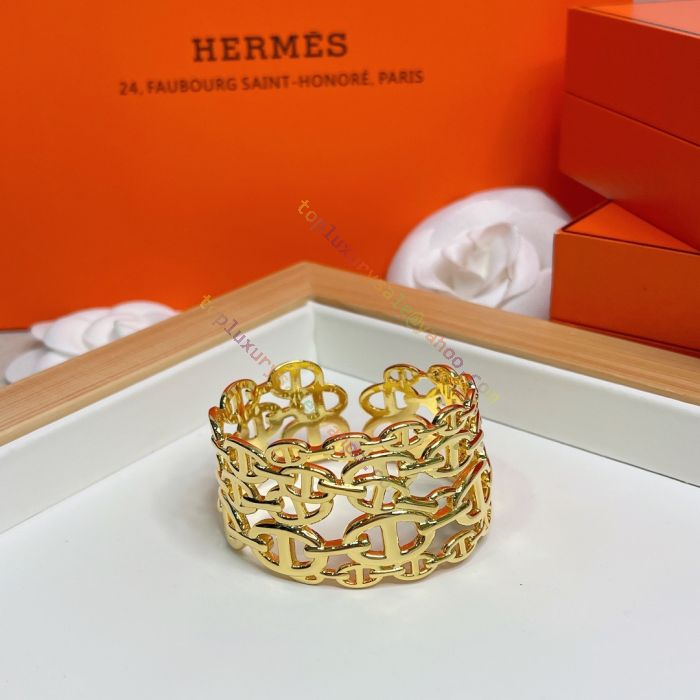 18K Chaine D'Ancre Wide Cutwork Hermès Bracelet