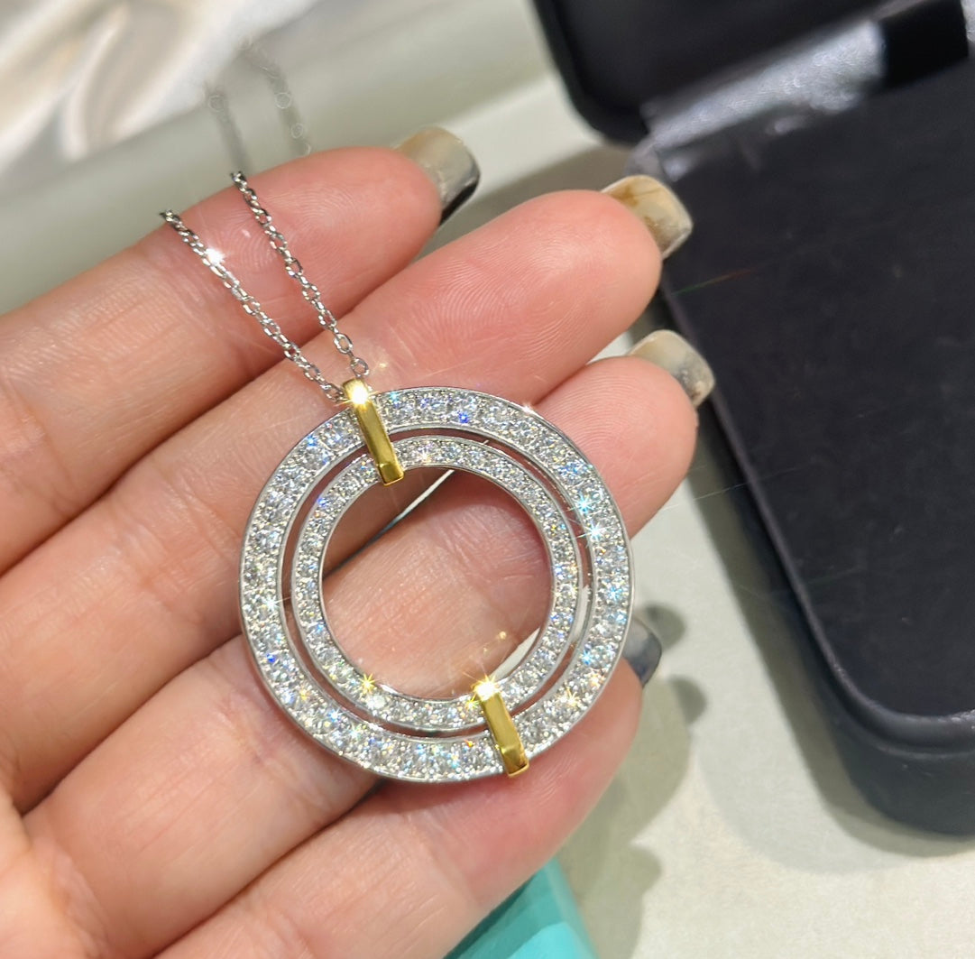 18K Tiffany & Co. Edge Circle Diamond Pendant Necklace