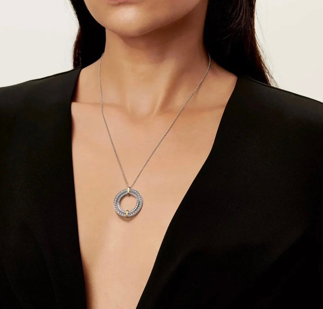 18K Tiffany & Co. Edge Circle Diamond Pendant Necklace