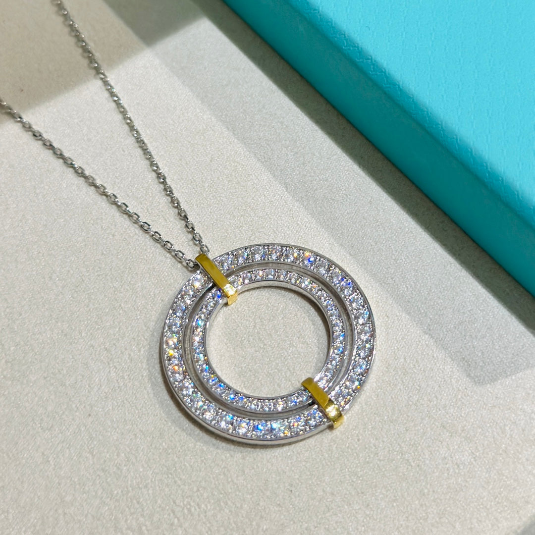 18K Tiffany & Co. Edge Circle Diamond Pendant Necklace