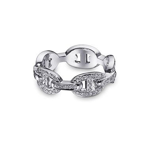 18K Chaine D'Ancre Enchainee Diamond Hermès Ring