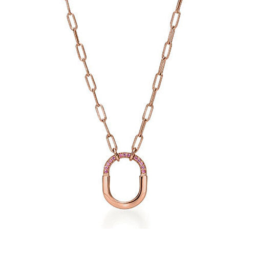 18K Tiffany & Co. Lock Pink Pave Diamonds Necklace