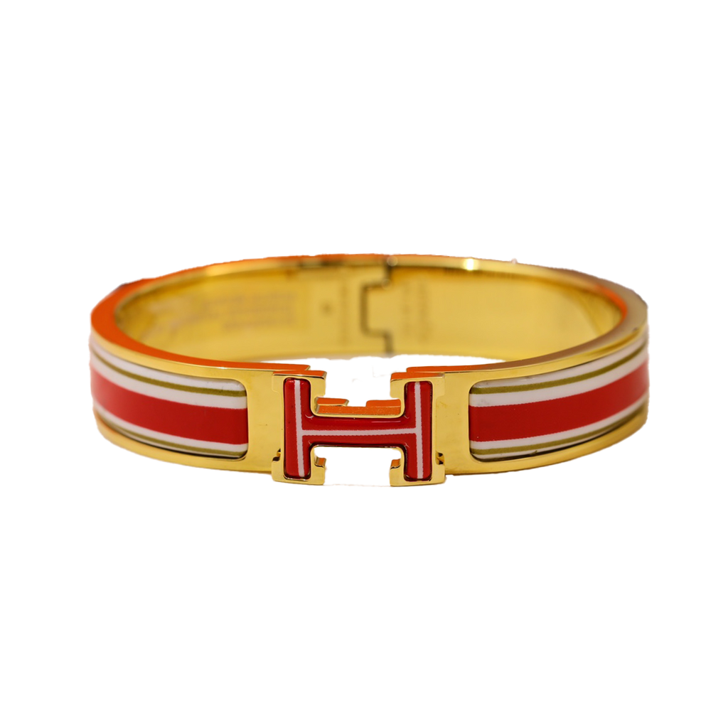18K Clic Hermès Red & White Bracelet