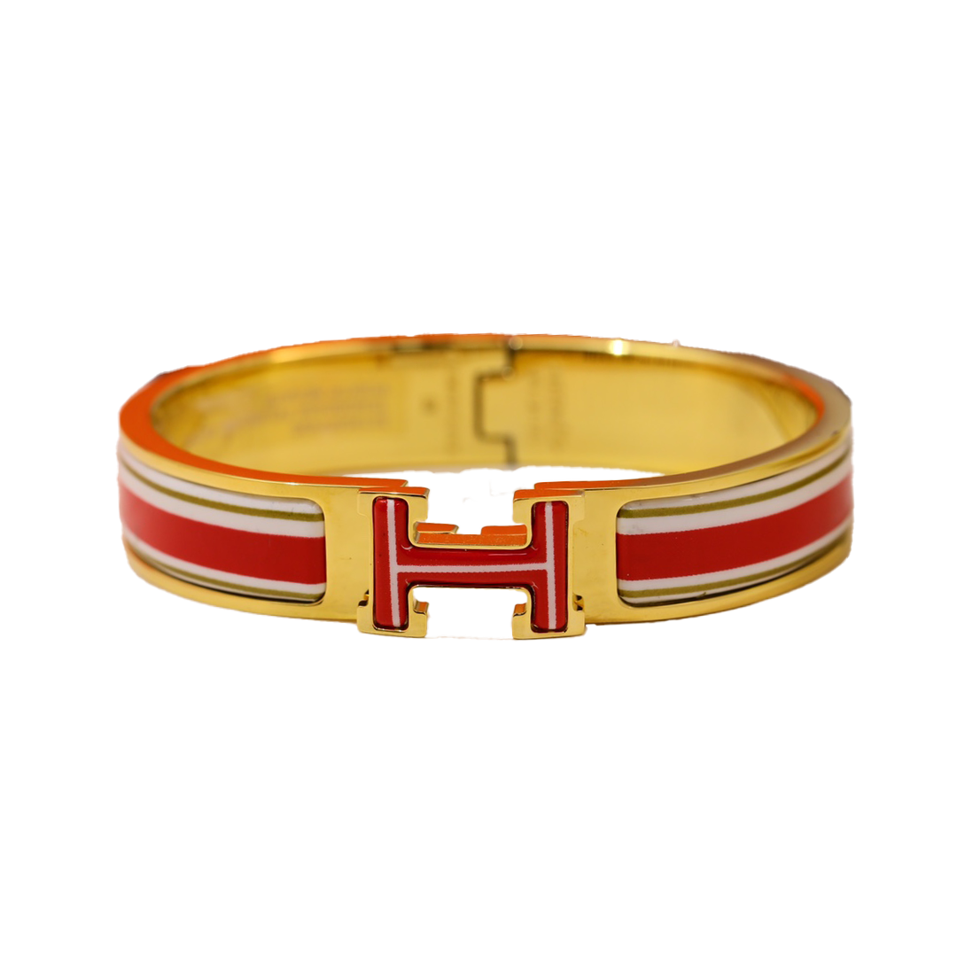 18K Clic Hermès Red & White Bracelet