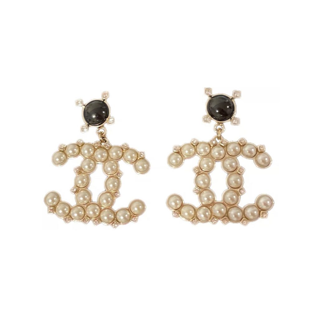 18K Pearl Chanel Pendant Earrings