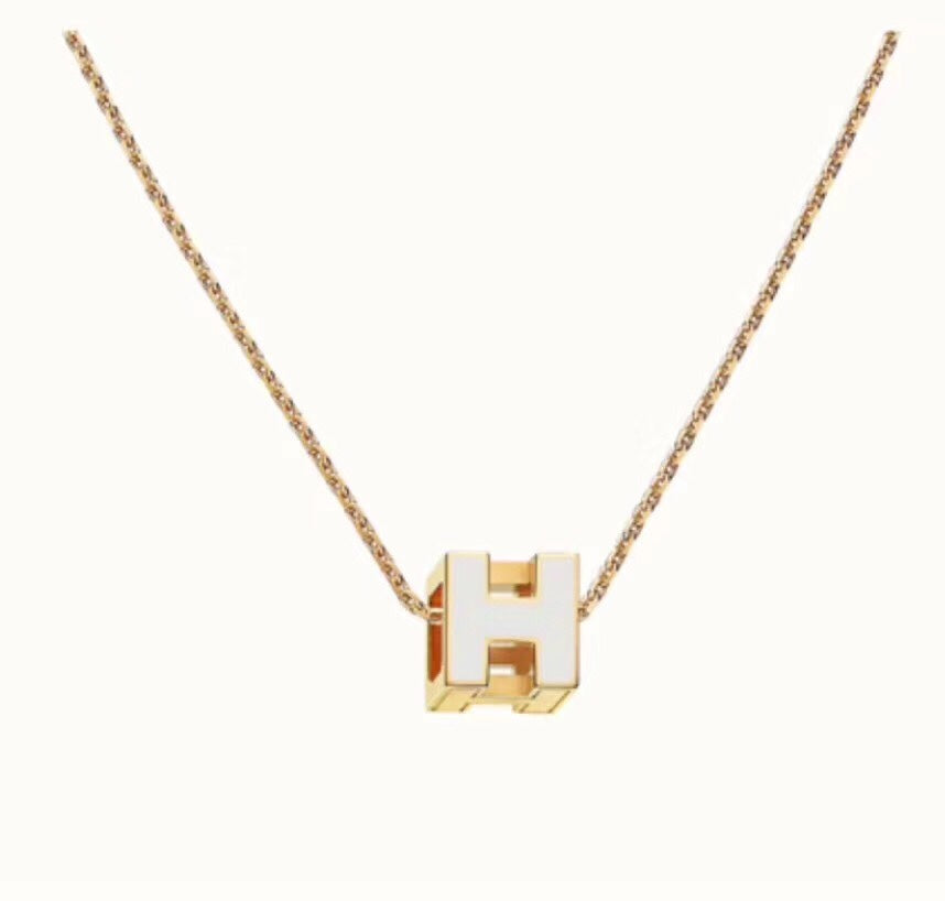 18K Cage D'H White Hermès Necklace