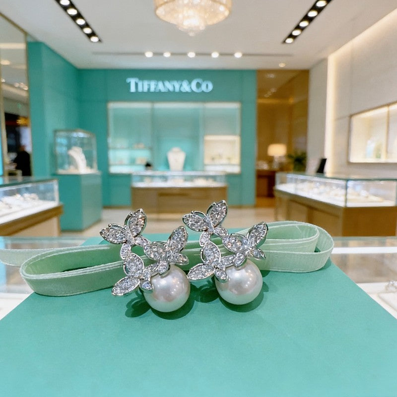 18K Tiffany & Co. Diamond Pearl Earrings