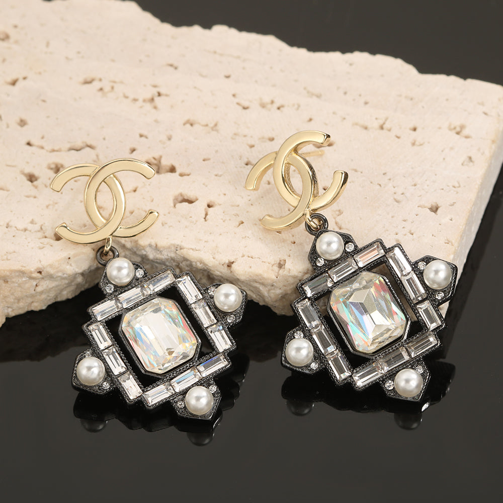 18K Chanel Crystal Earrings