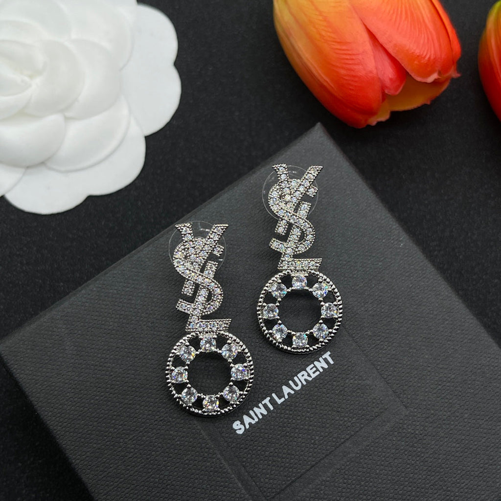 18K Saint Laurent YSL Diamonds Earrings
