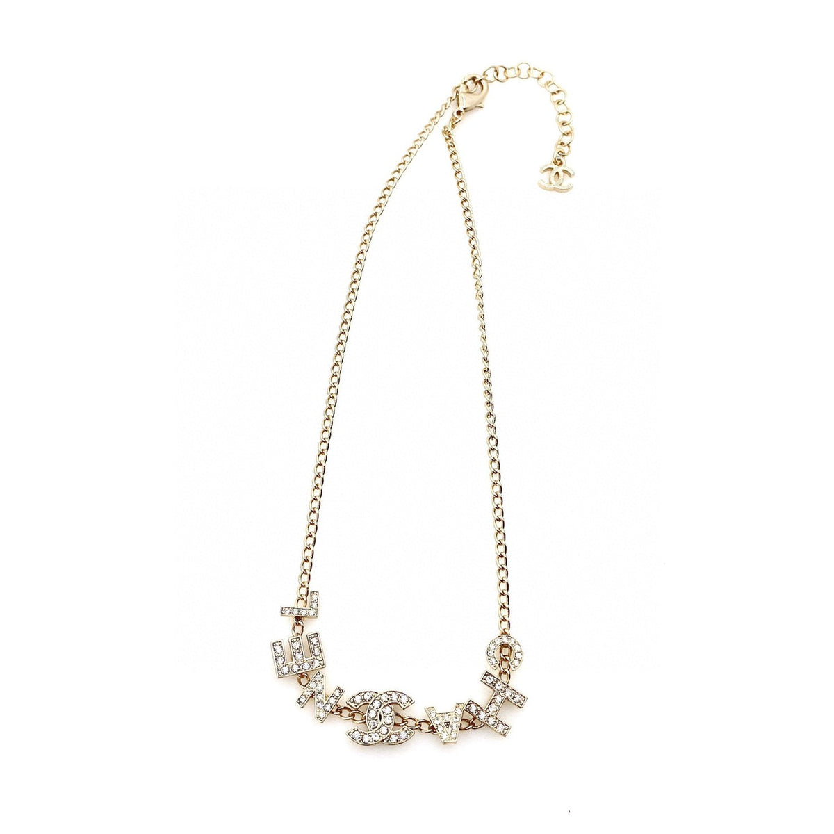 18K Chanel Script Diamonds Necklace