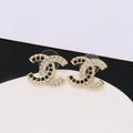 18K Chanel Crystal Leather Earrings