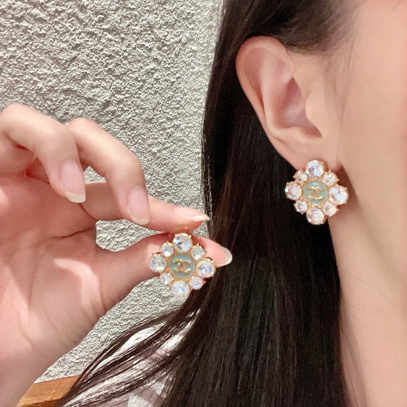 18K Chanel Color Flower Diamond Earrings