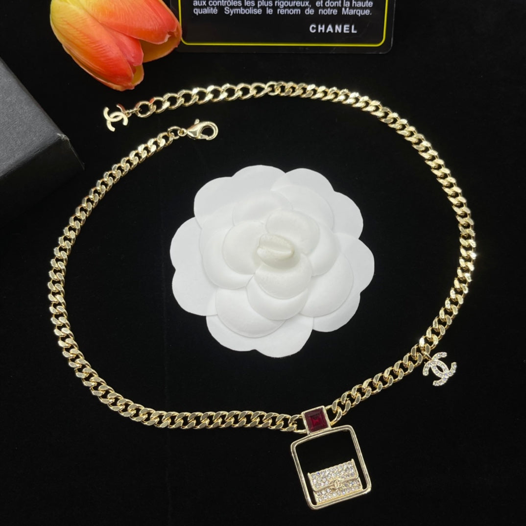 18K Chanel Bag Pendant Chain Necklace
