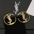 18K Saint Laurent YSL Monogram Earrings