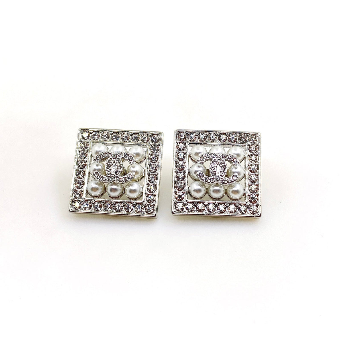 18K Chanel Square Diamond Earrings