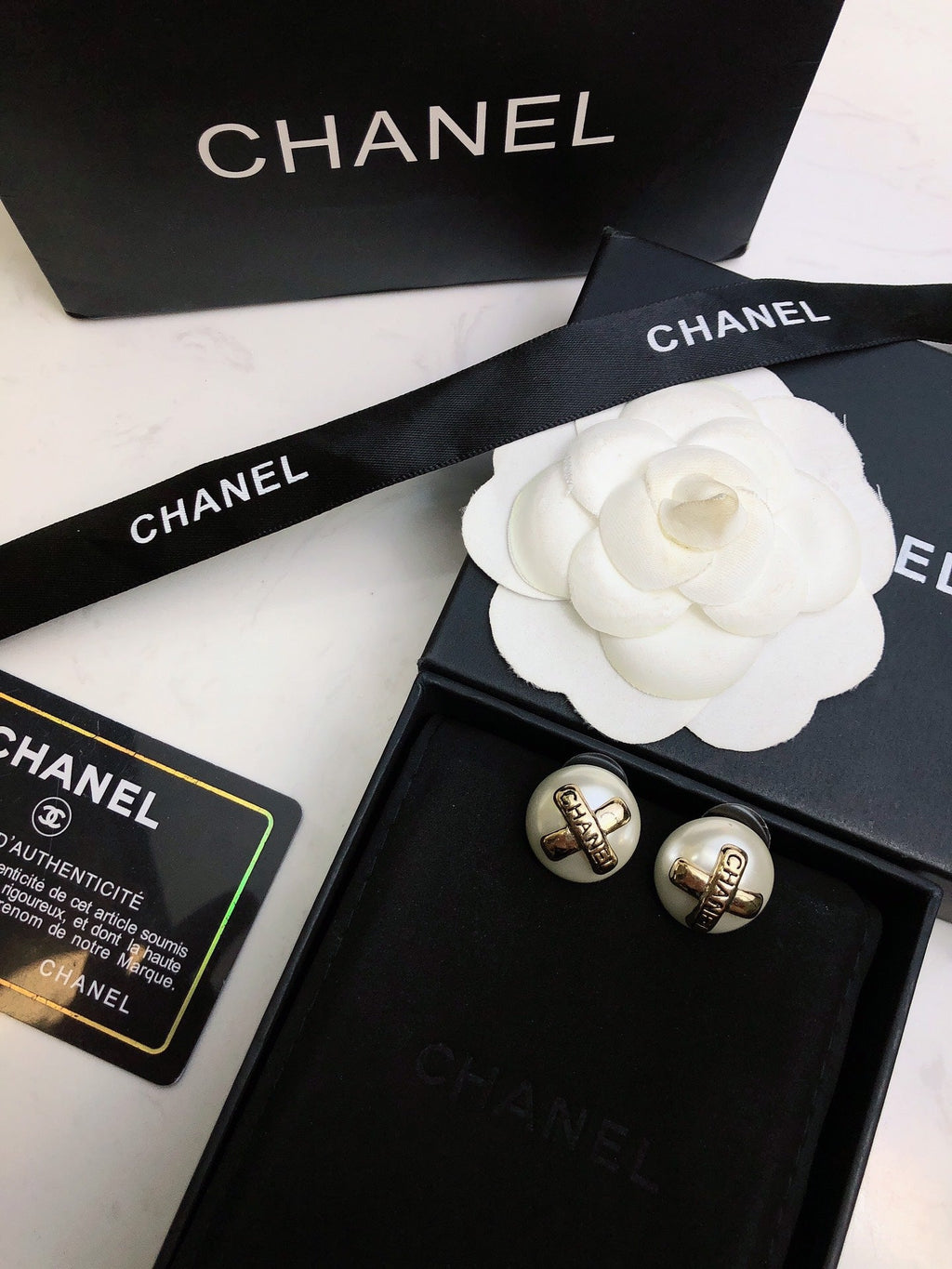 18K Chanel Pearl Earrings