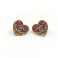 18K Chanel Diamond Pink Heart Earrings