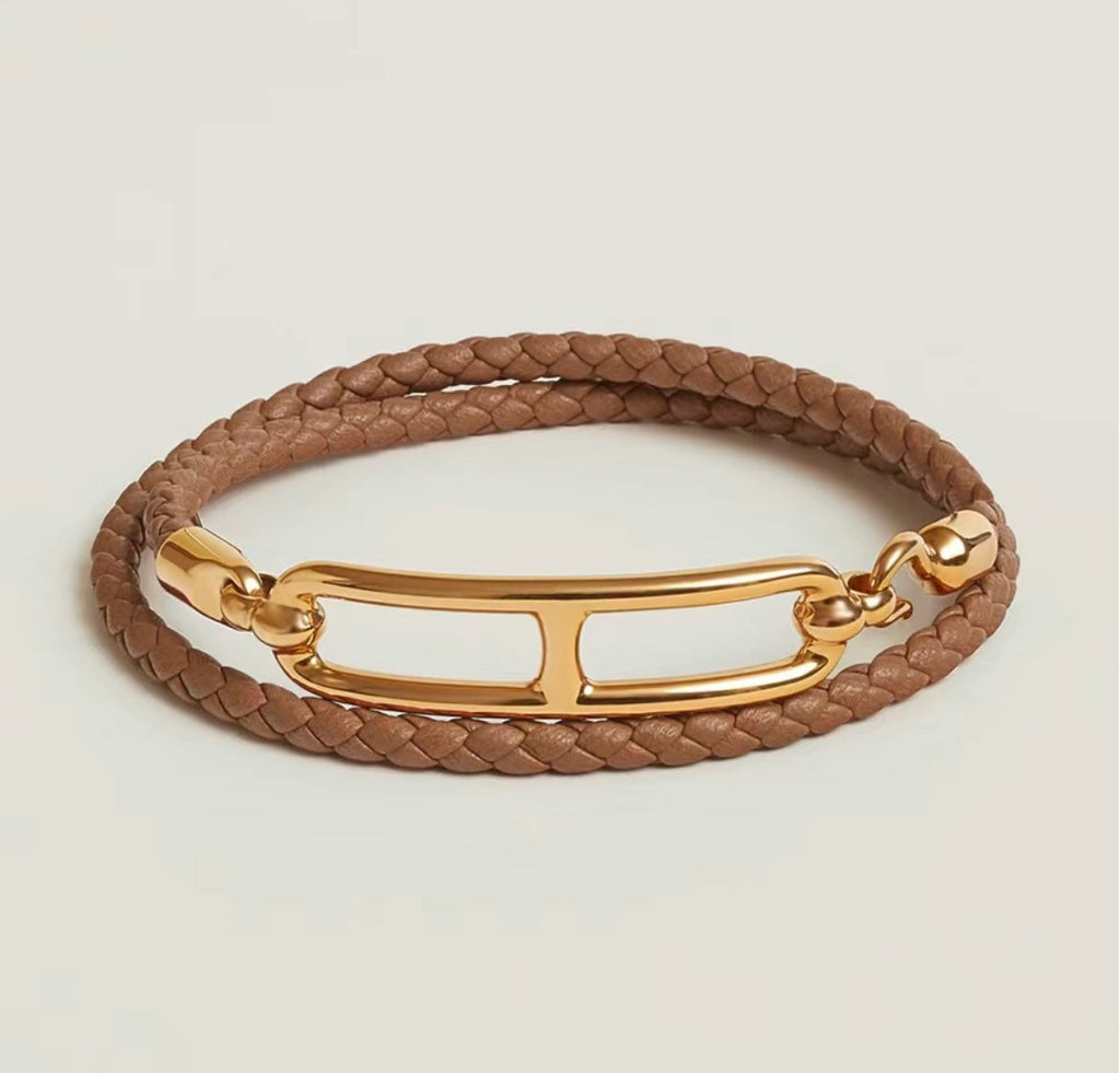 18K Roulis Double Tour Brown Hermès Bracelet