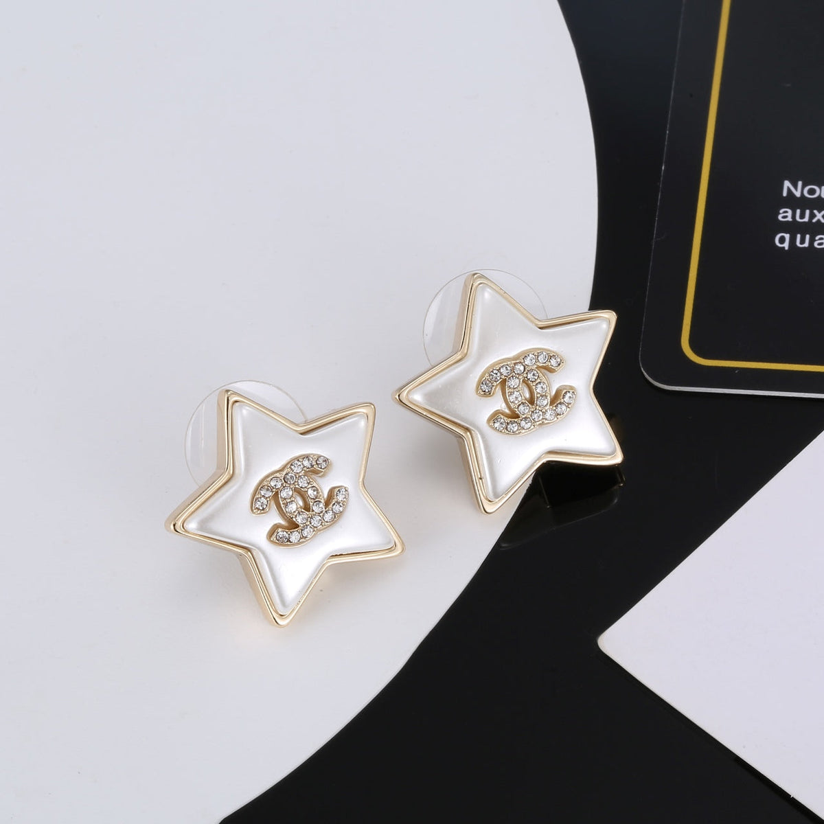18K Chanel Star Pearl Earrings