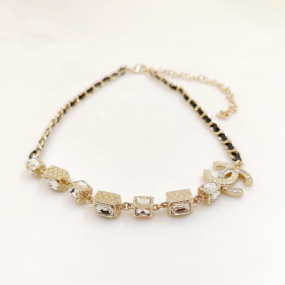 18K Chanel Square Crystal Choker Necklace