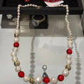 18K Chanel Red Crystal Pearl Necklace