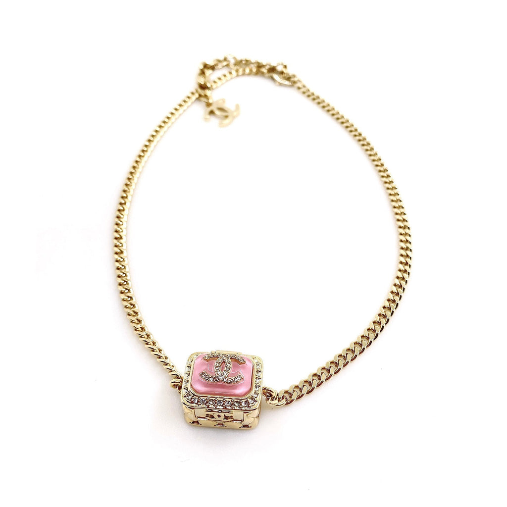 18K Chanel Pink Resin Chain Necklace