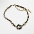 18K Chanel Flower Leather Choker Necklace