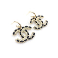 18K Chanel Pendant Leather Earrings