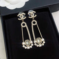 18K Chanel Crystal Pendant Earrings
