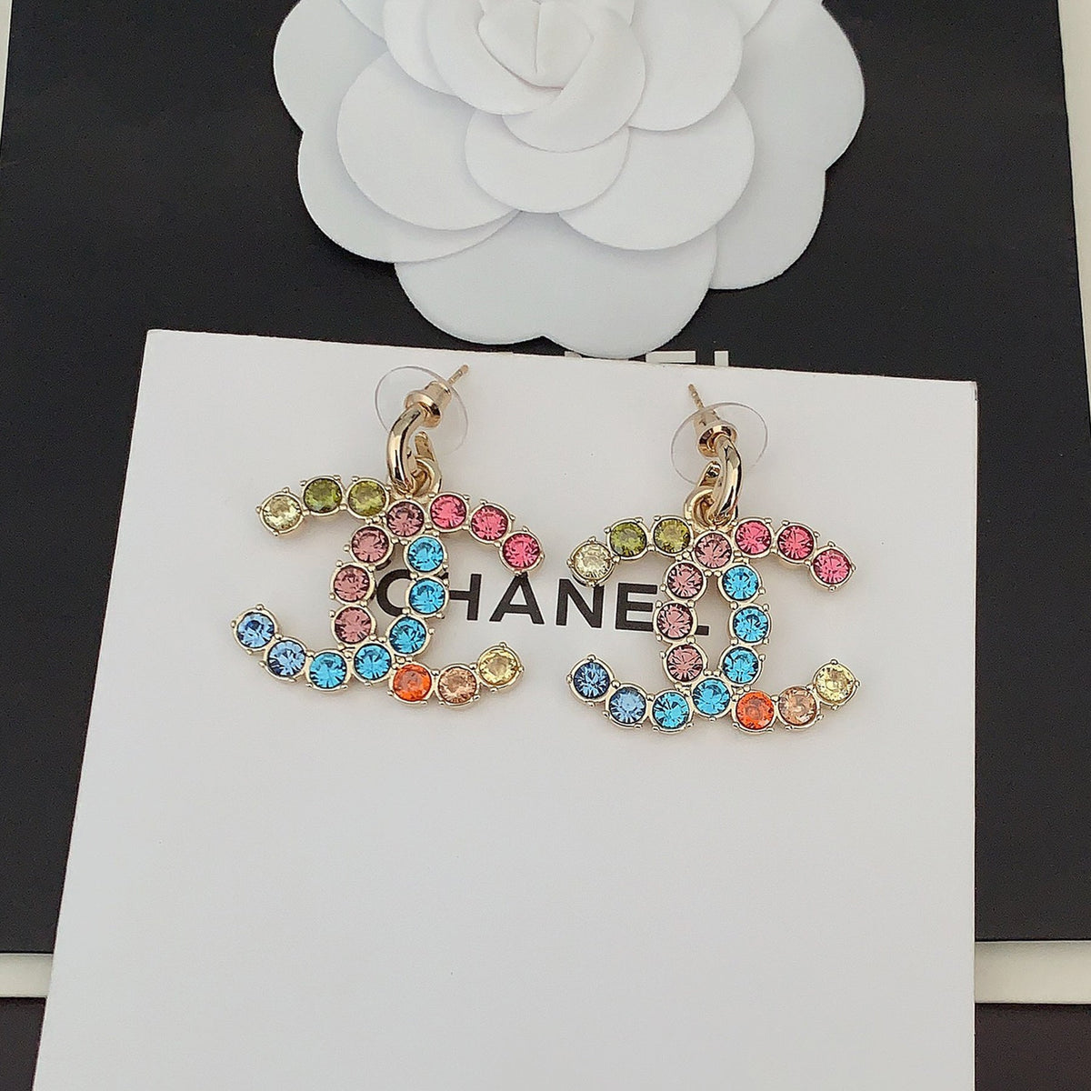 18K Chanel Color Crystals Earrings