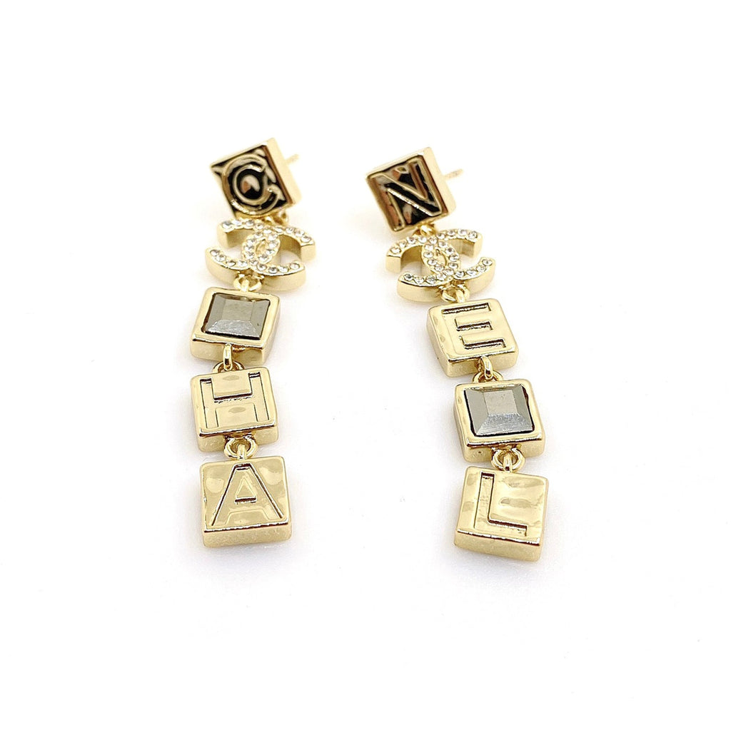 18K Chanel Crystals Long Earrings