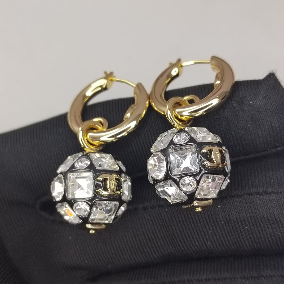 18K Chanel Ball Crystals Earrings