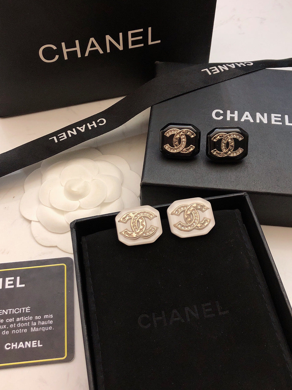 18K Chanel Resin Earrings