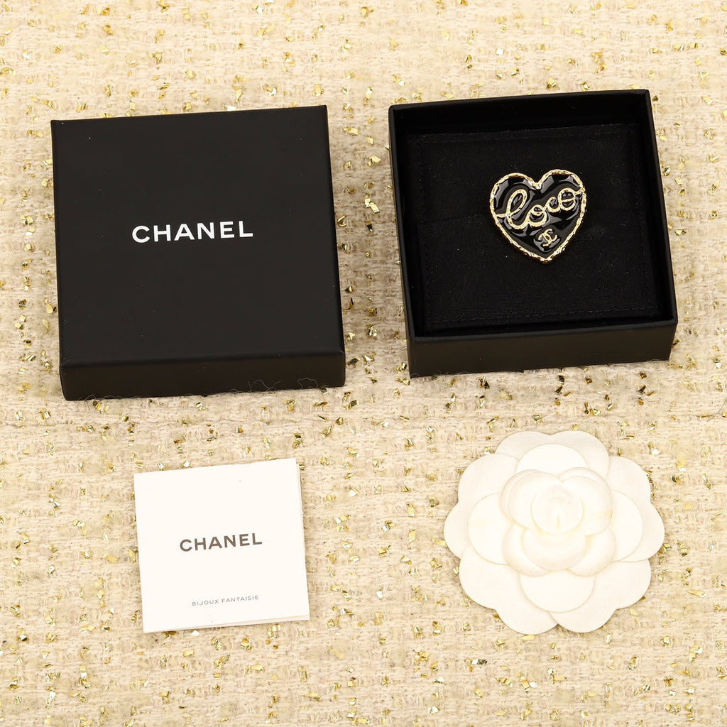 18K Chanel Black Heart Brooch