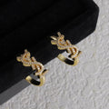 18K Saint Laurent YSL Gold Diamond Circle Earrings