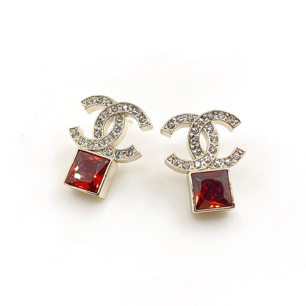 18K Chanel Red Crystal Earrings