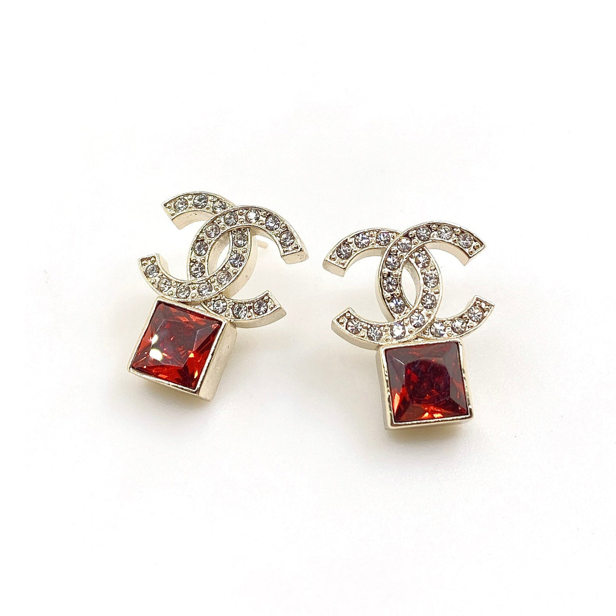 18K Chanel Red Crystal Earrings