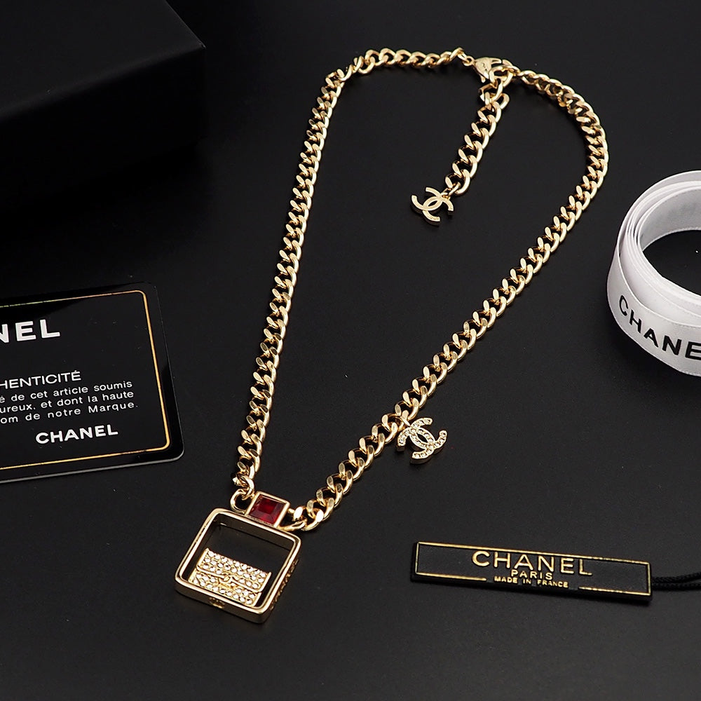 18K Chanel Red Bag Pendant Necklace