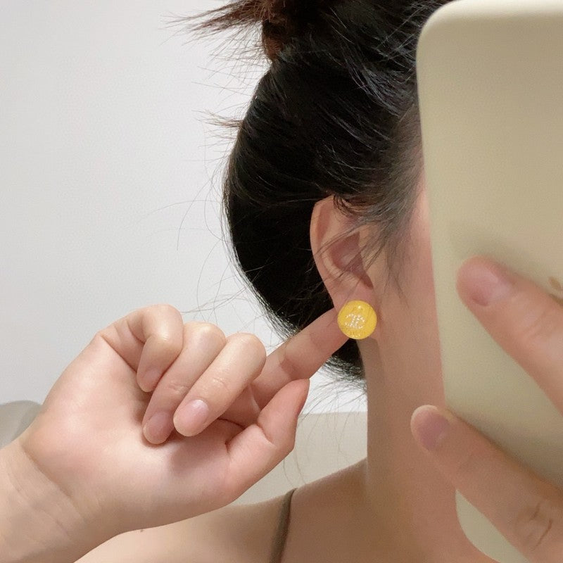 18K Chanel Yellow Round Earrings
