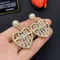 18K Chanel Gold Hear Pearl Earrings