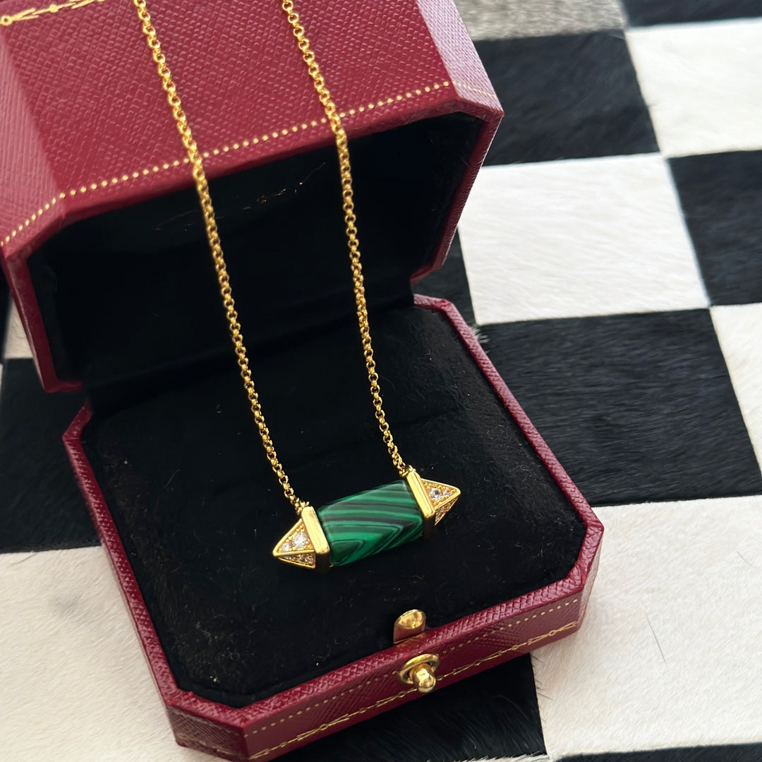 18K Cartier Les Berlingots De Malachite Necklace